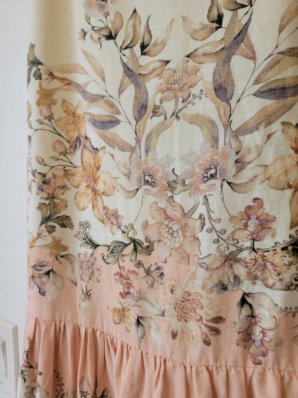 House of Harlow 1960 Floral Linen Blend Tiered Midi Skirt Cream Blush Size S - Picture 6 of 13
